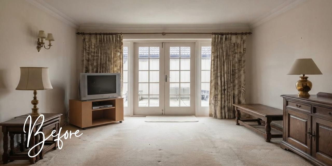 Living room before renovation with dated furniture